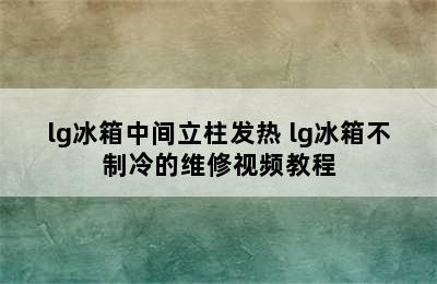 lg冰箱中间立柱发热 lg冰箱不制冷的维修视频教程